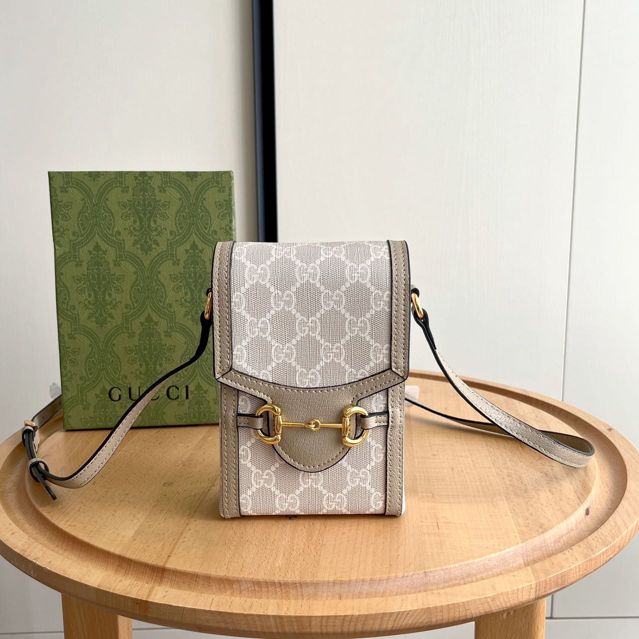 GUCCI Canvas & Leather Horsebit Mini Shoulder Bag Phone Crossbody - KAIROO