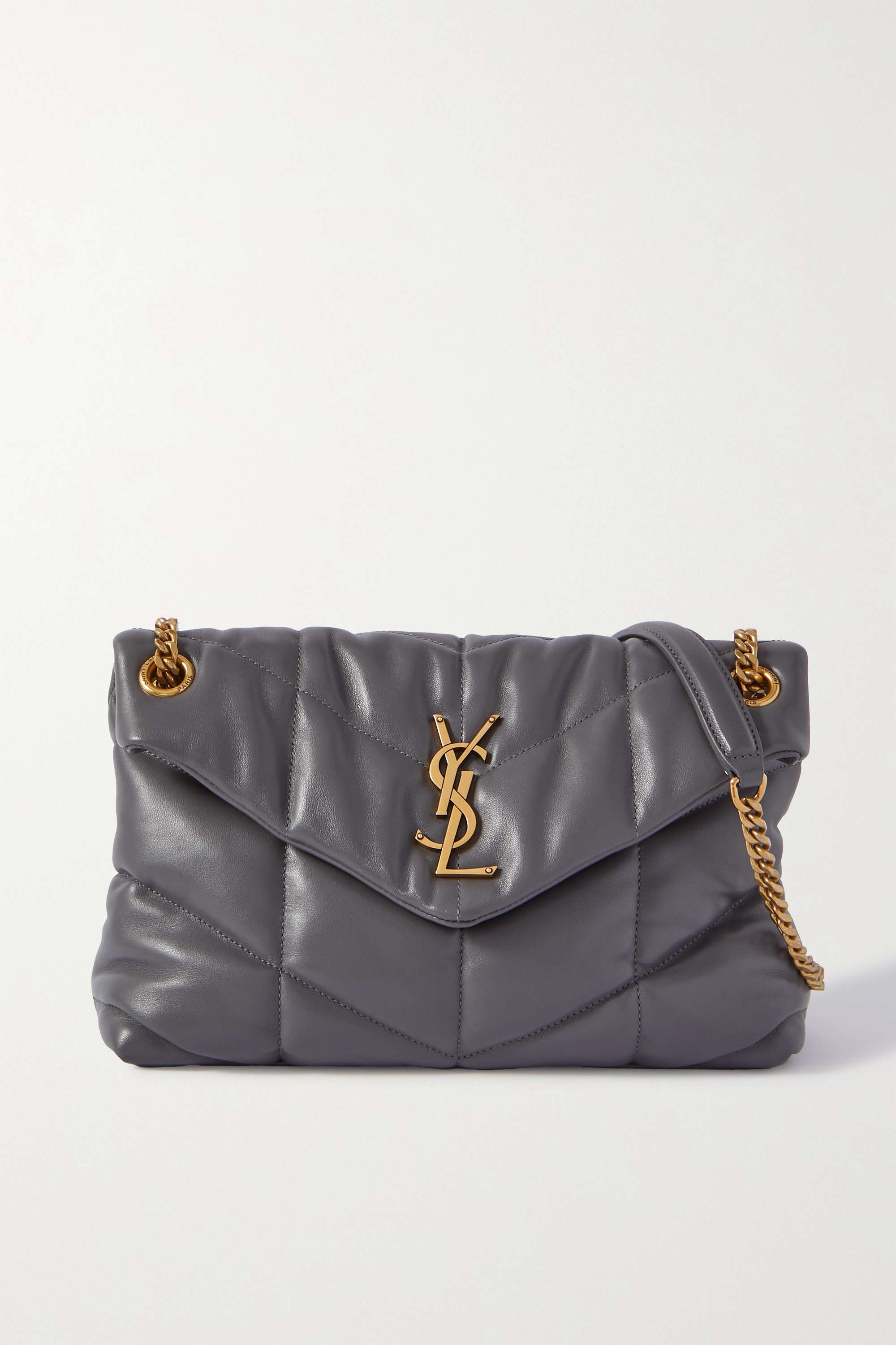 Saint Laurent Loulou Puffer small quilted leather shoulder bag grey - KAIROO
