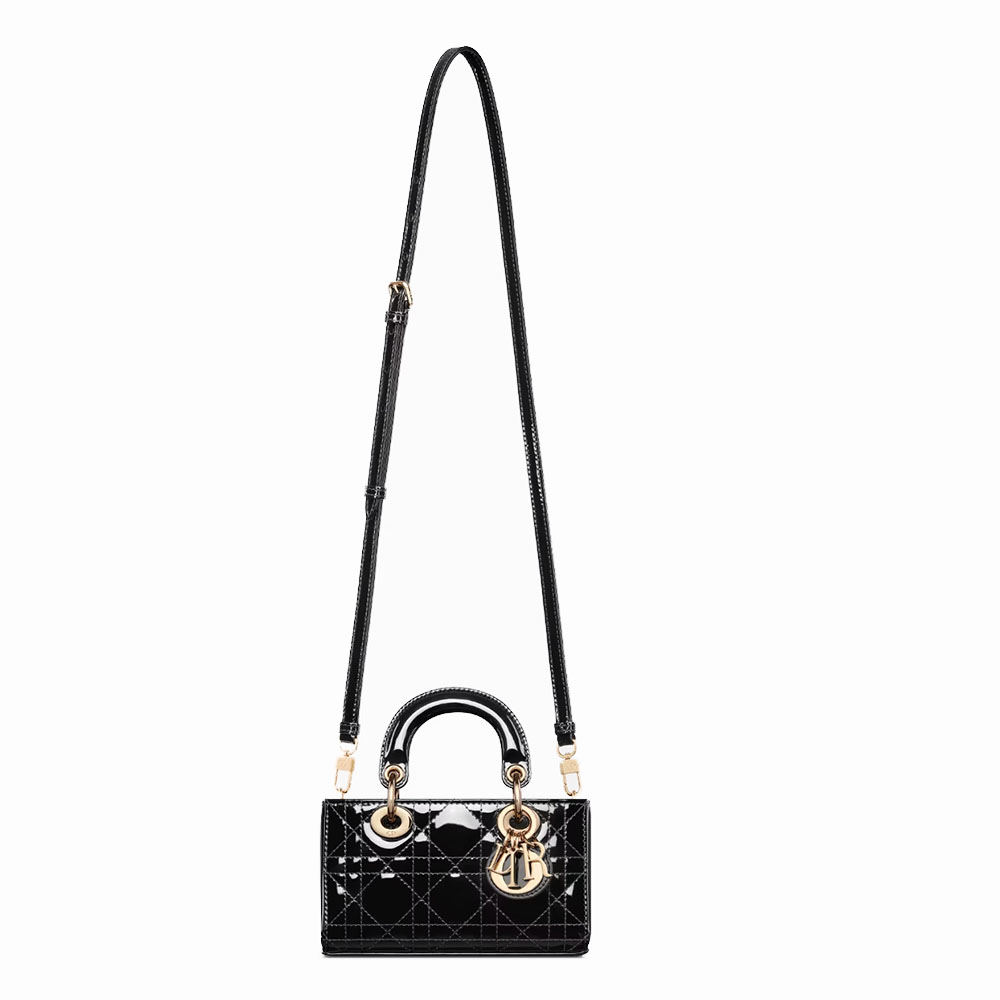 Dior D-JOY Mini Patent Leather Cannage Quilted  Horizontal Lady Bag - KAIROO