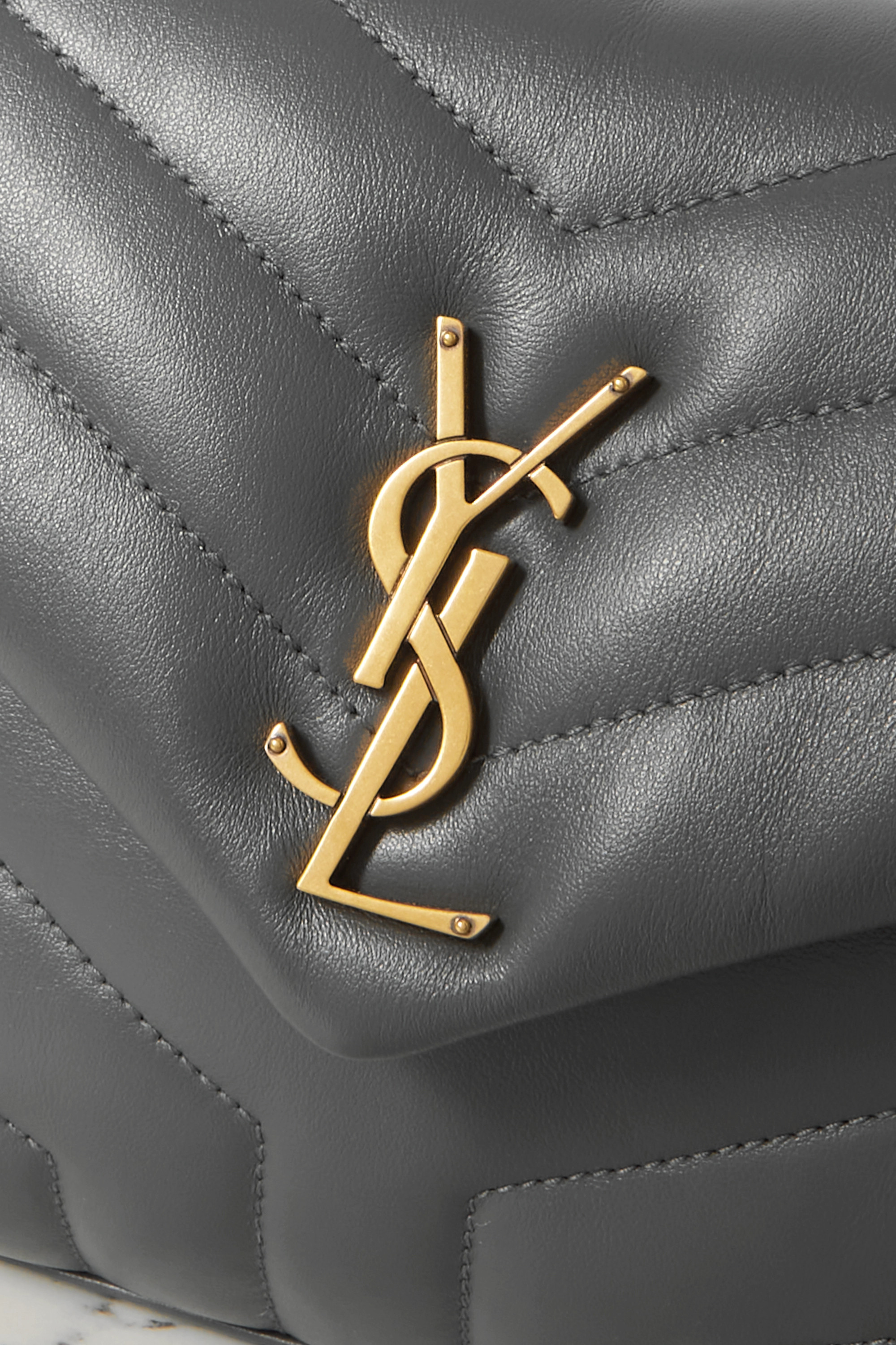 Saint Laurent YSL Loulou small quilted leather shoulder bag grey - KAIROO