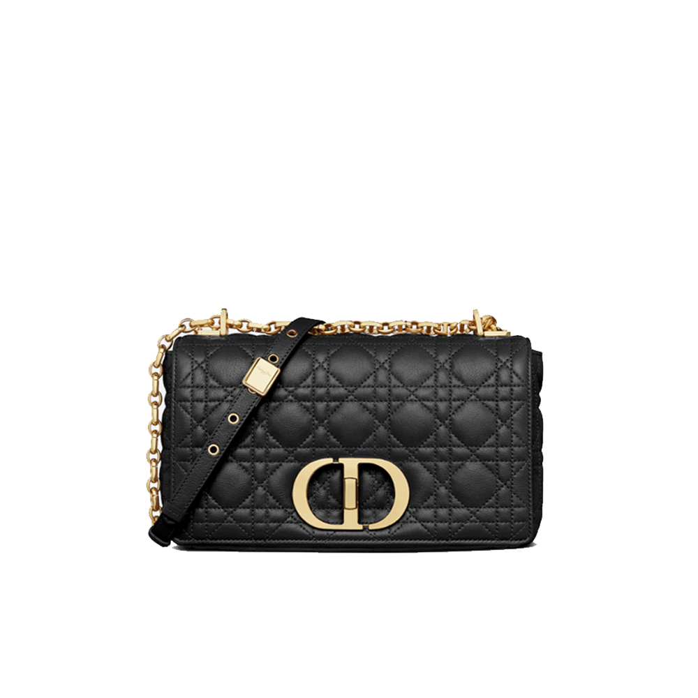Dior Caro Gold CD Cannage Flap Quilted Rectangular Chain Bag - KAIROO