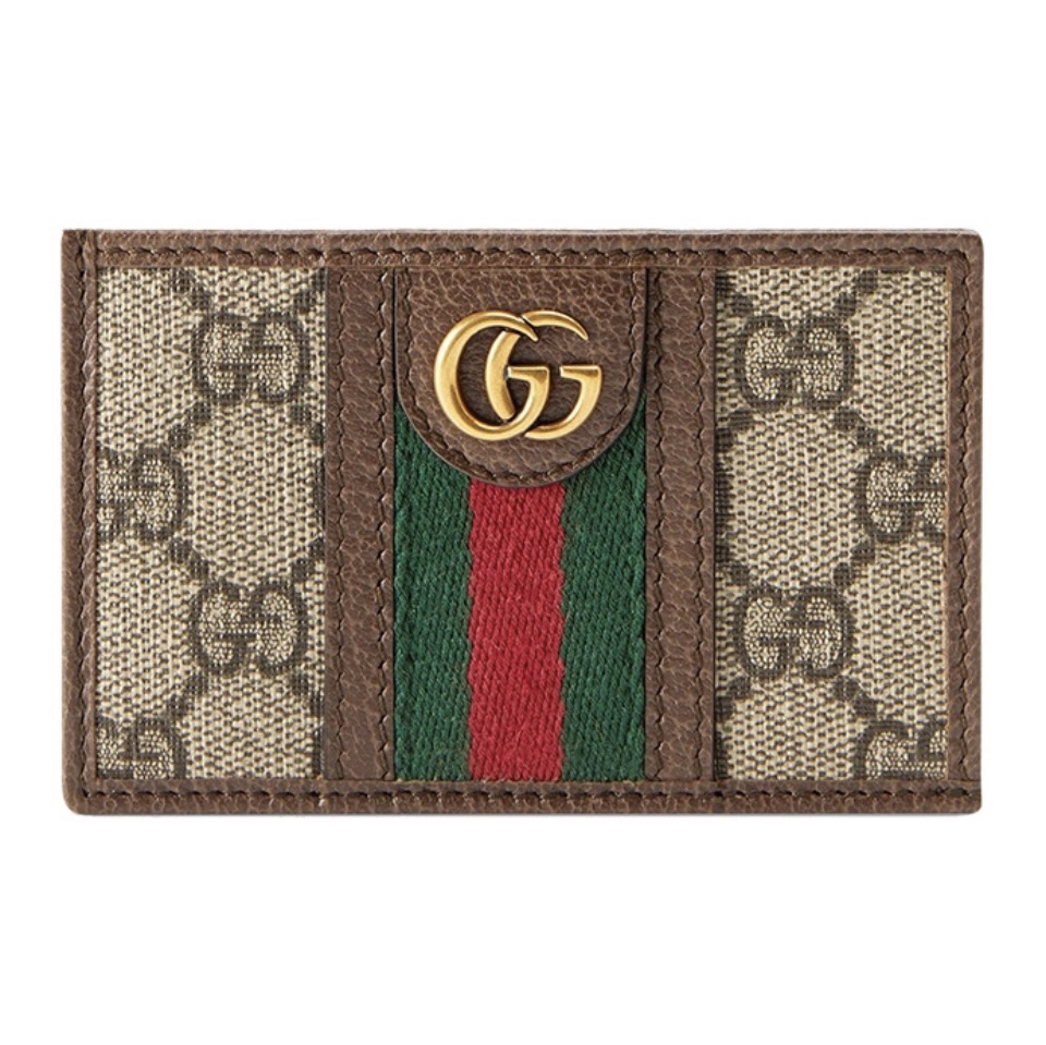 GUCCI Ophidia Monogram Slim Canvas Web Stripe Card Case - KAIROO