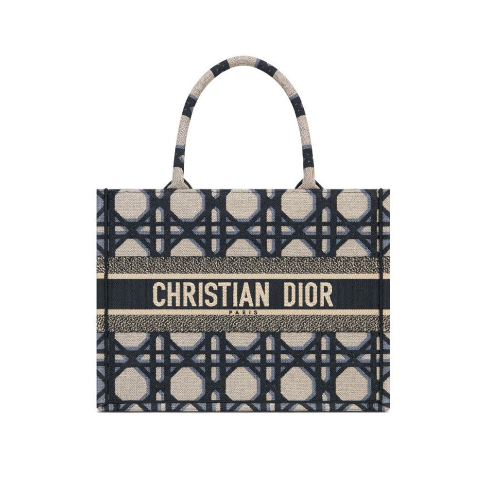 Dior  Book Tote with D-Lace Canvas Cannage Embroidery Tote Bags - KAIROO