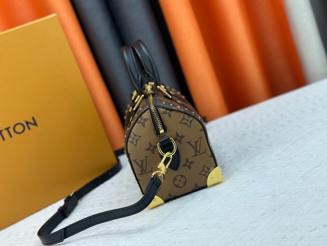 Louis Vuitton LV  Speedy Trunk 20 Monogram Studded Mini Boston Top Handle Crossbody Bag - KAIROO