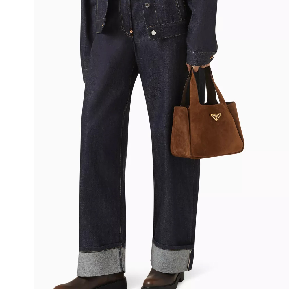 Prada Suede Leather Small Square Top Handle Tote Bag - KAIROO