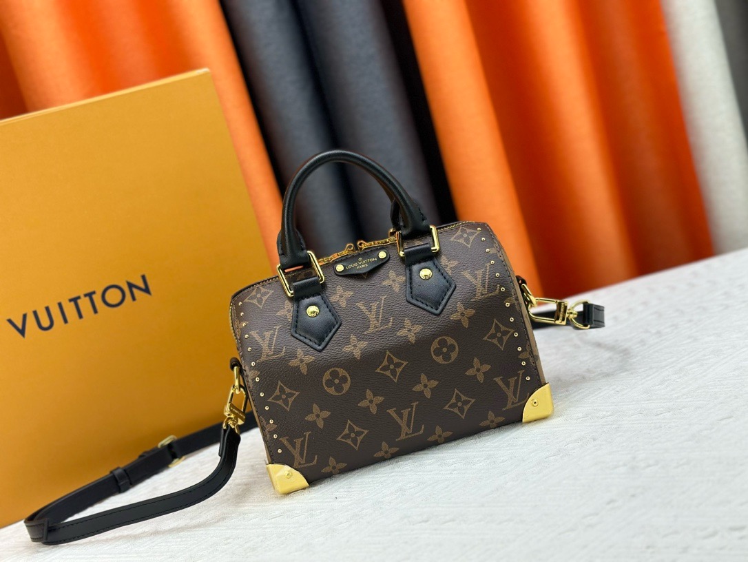Louis Vuitton LV  Speedy Trunk 20 Monogram Studded Mini Boston Top Handle Crossbody Bag - KAIROO