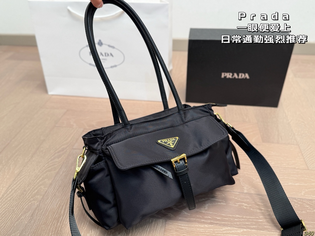 Prada Re-Nylon / Suede Explore Utility Cargo Buckle Webbing Strap Rectangular Tote - KAIROO