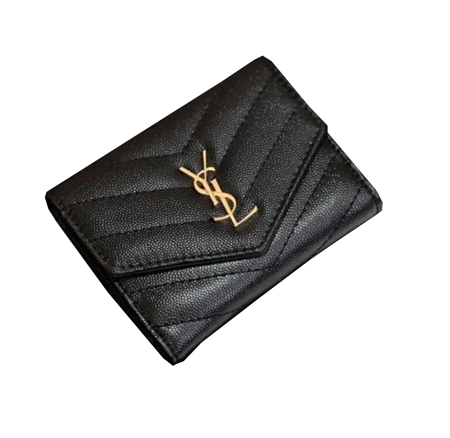 Saint Laurent Grained Bi-fold Compact Wallet - KAIROO