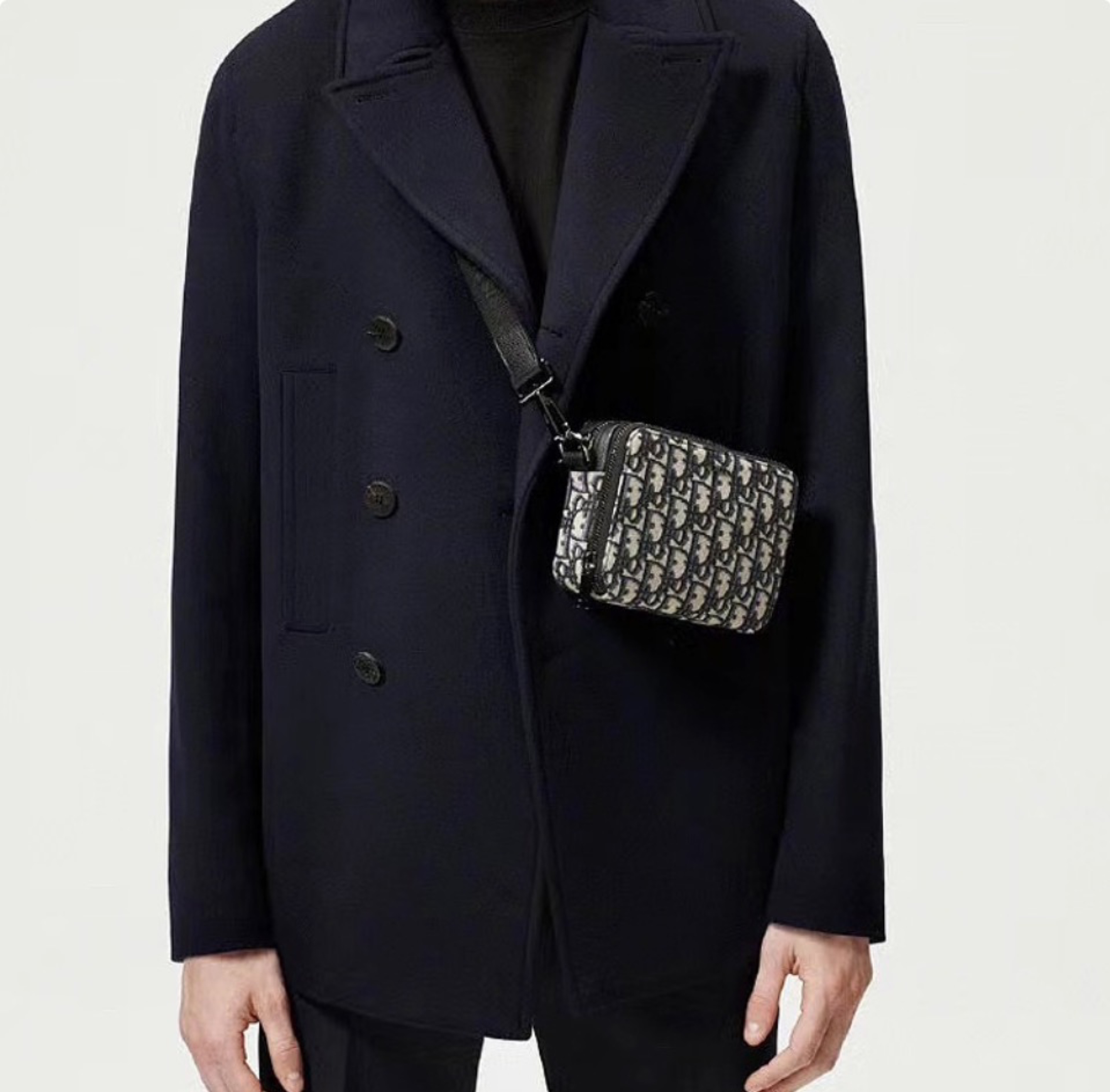 Dior Oblique Jacquard Front Zipped Pocket Nylon Strap Safari Crossbody Pouch Bag /15A - KAIROO