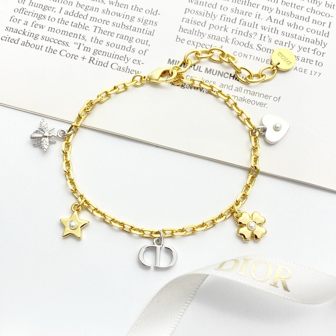 Dior CD Icon Lucky Charms Bracelet in Two-Tone Metal - KAIROO
