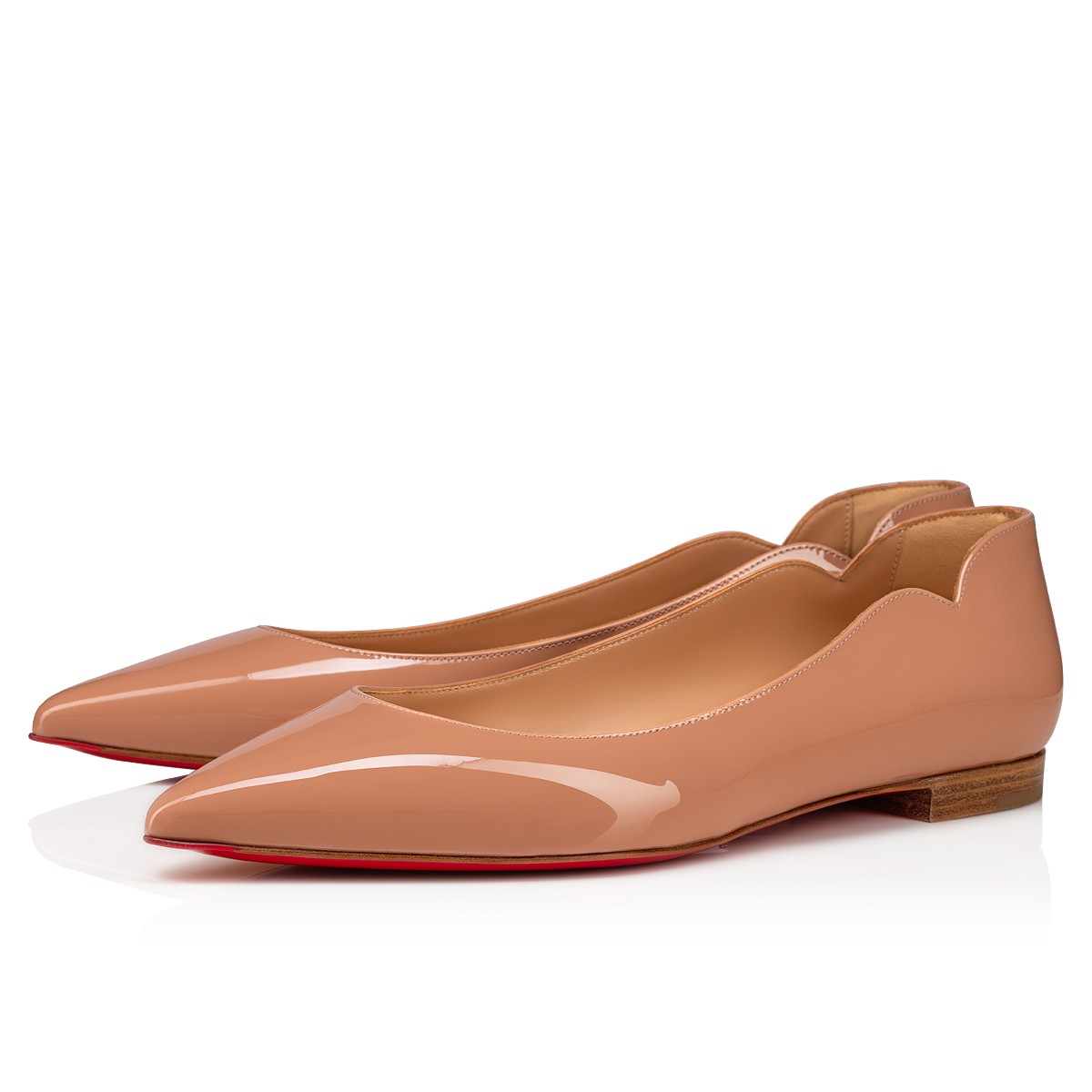Christian Louboutin Hot Chick Pointed-toe  Patent Leather Red Sole Flats/Slingback - KAIROO