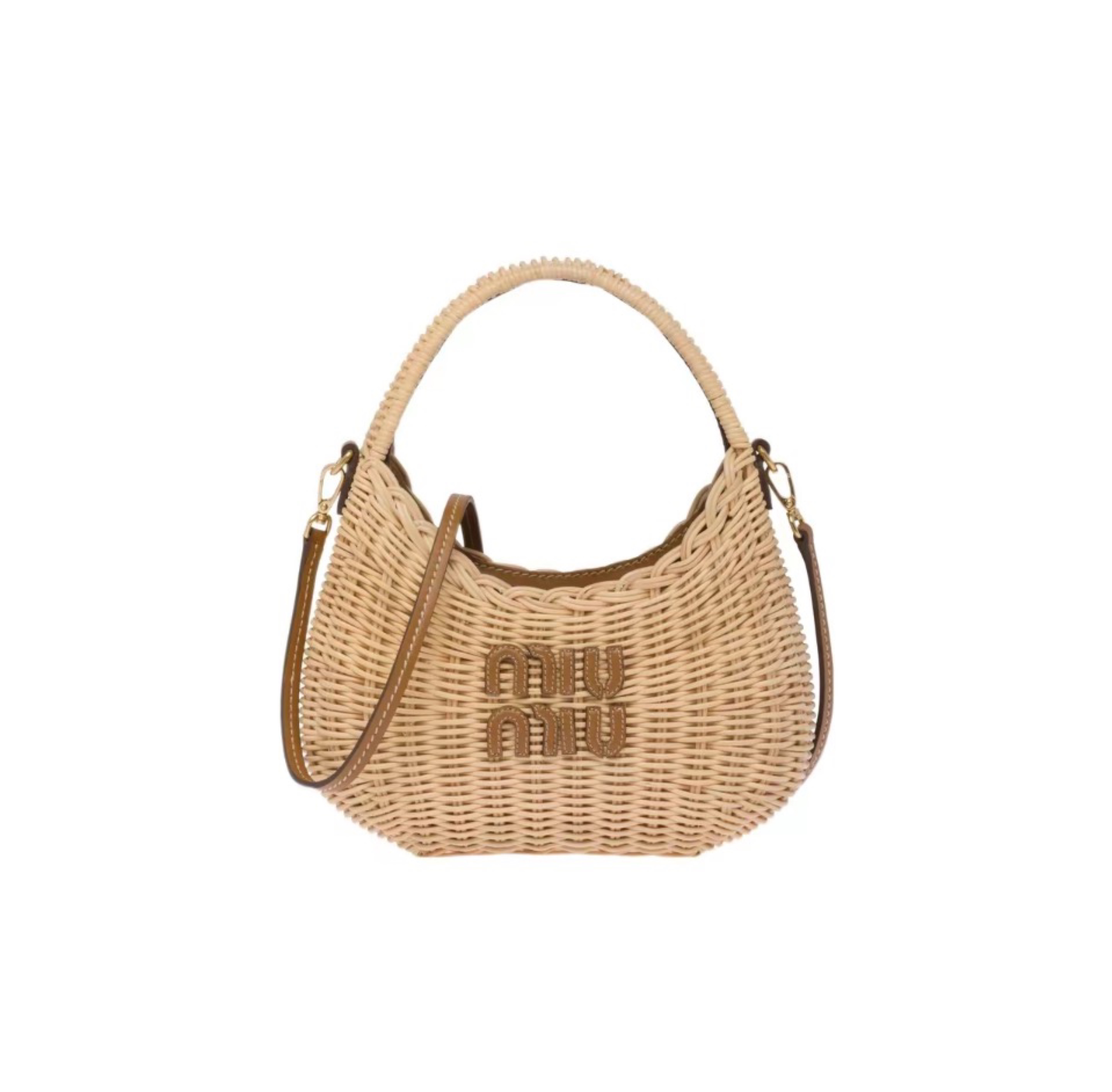 Miu Miu Woven Wicker Mini Underarm Hobo Crossbody Bag - KAIROO