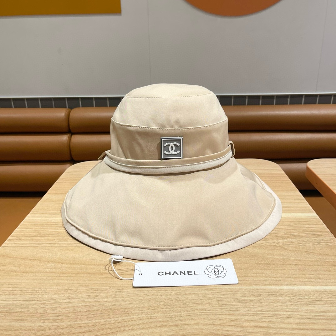 Chanel CC Logo Reversible Windproof Wide Brim Sun Hat - KAIROO