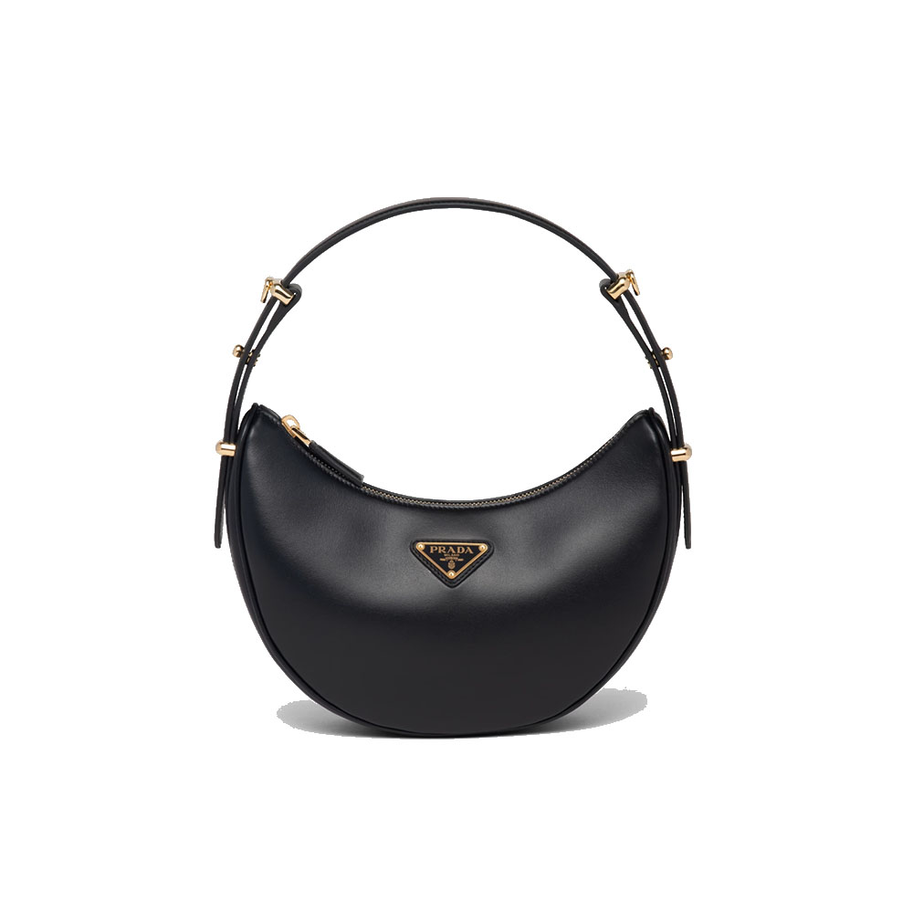 Prada Arqué Leather Crescent Hobo Shoulder Bag - KAIROO