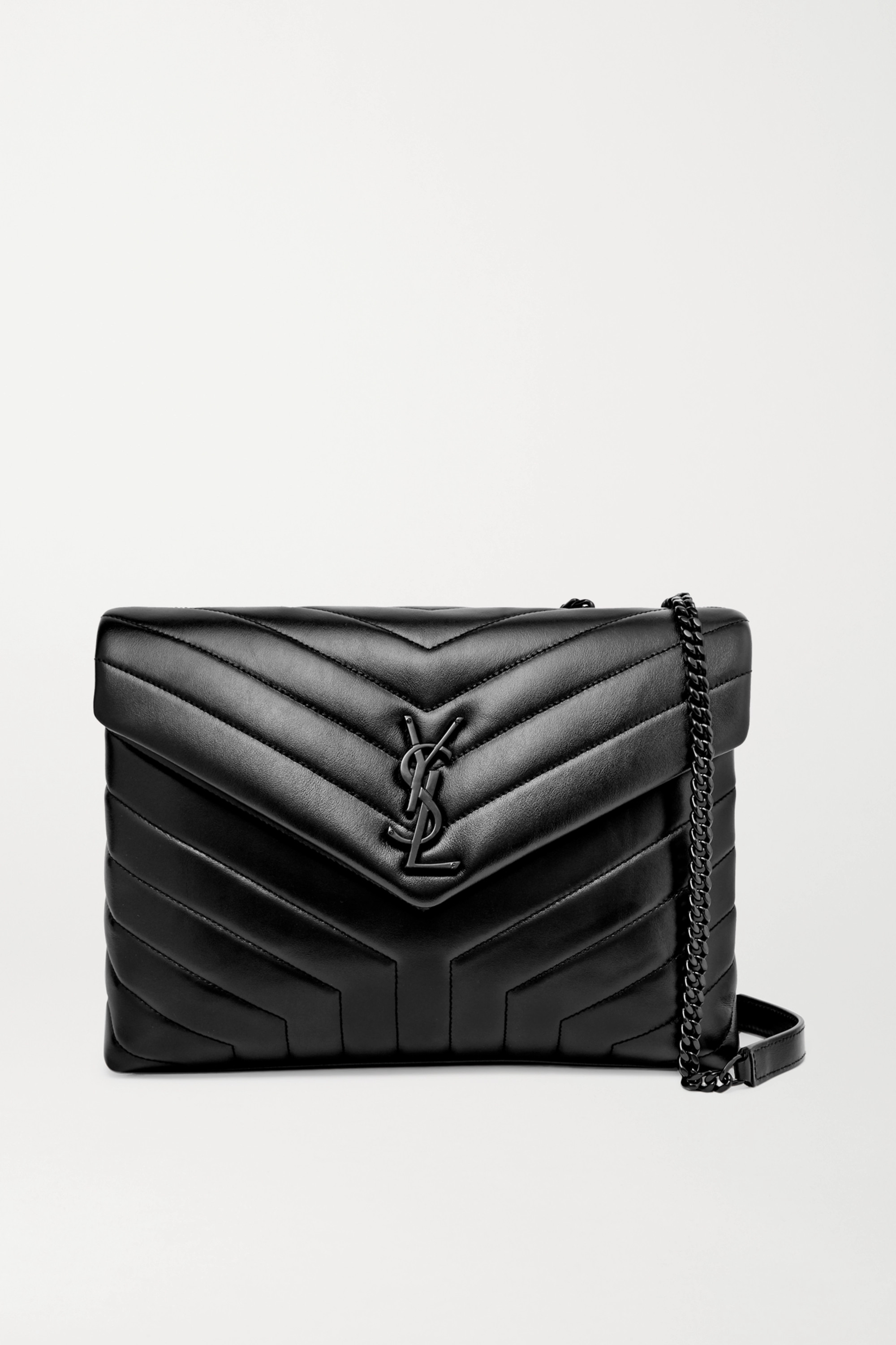 Saint Laurent Loulou medium quilted leather shoulder bag black - KAIROO