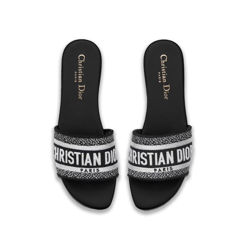 Dior CHRISTIAN DIOR Logo Webbing Flat Slide Slippers Sandals/ Multicolour - KAIROO