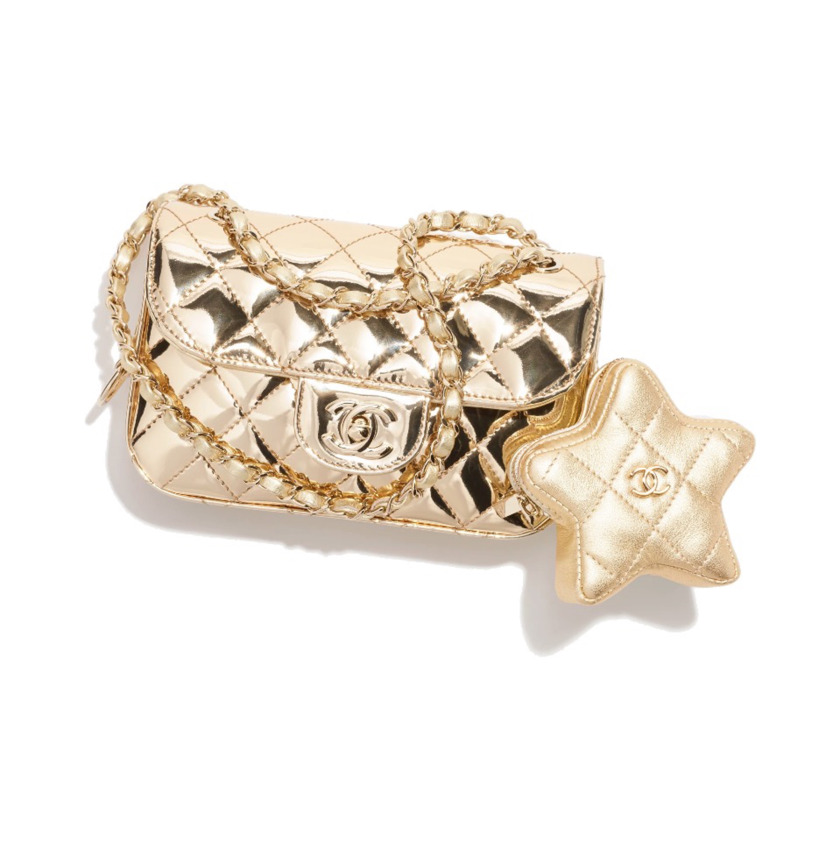 Chanel Mini Flap Diamond Quilted Mirror Calf Star Charm Turn-Lock Bag - KAIROO
