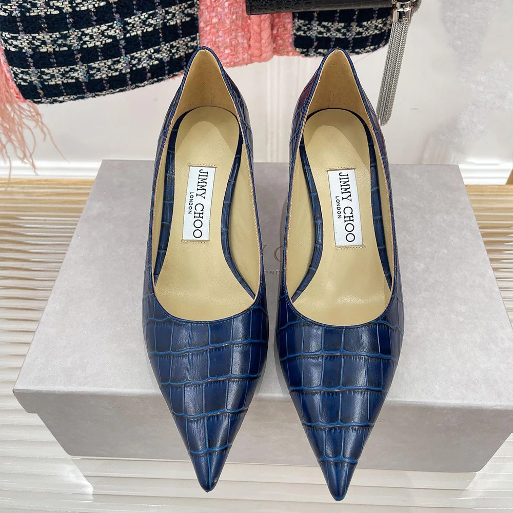 Jimmy Choo Love 65 Croc-Embossed Leather Pointed-Toe Pumps - KAIROO