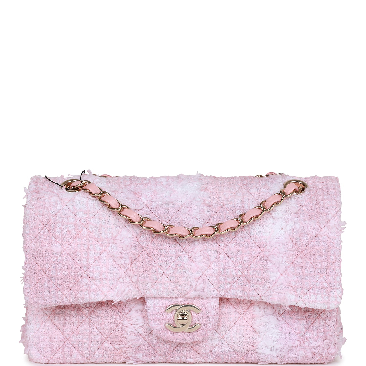 Chanel Pink Mixed Tweed Quilted Medium Classic Flap Bag - KAIROO