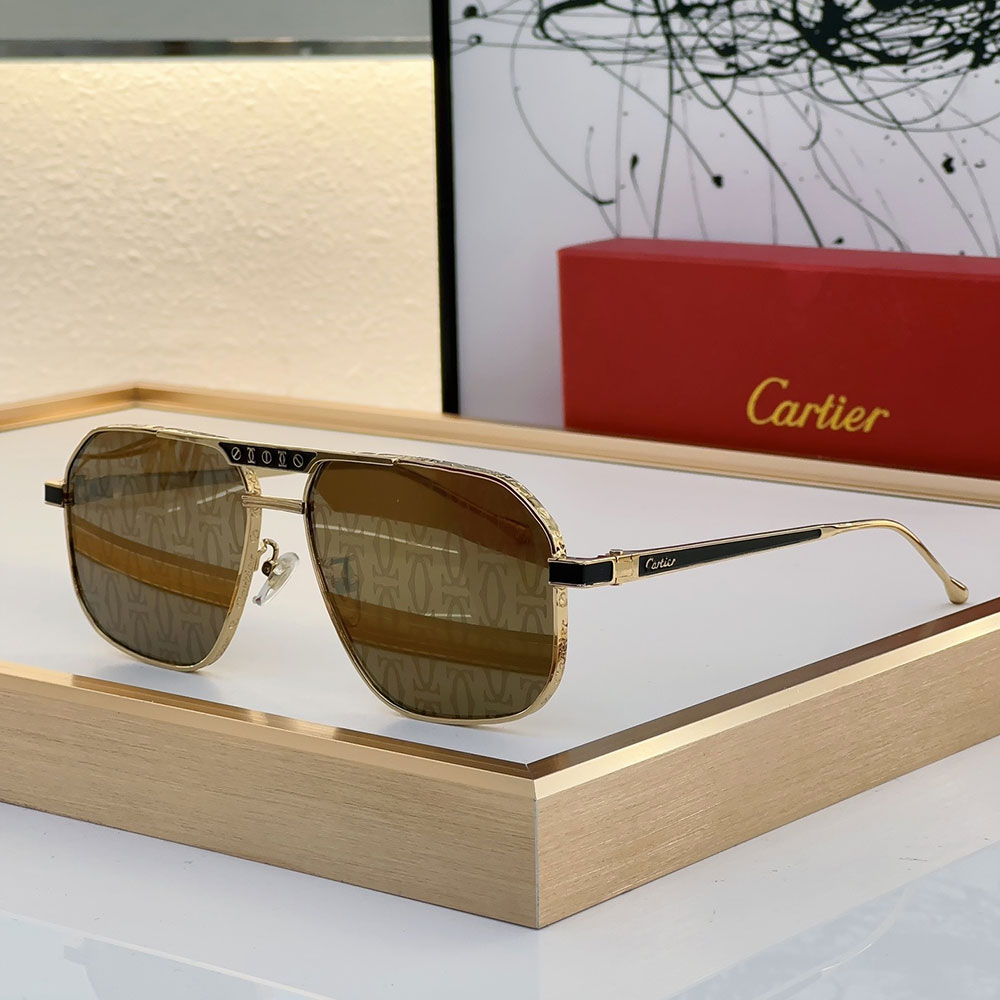 Cartier Metal Mirror Leg Logo Sunglasses Top quality - KAIROO