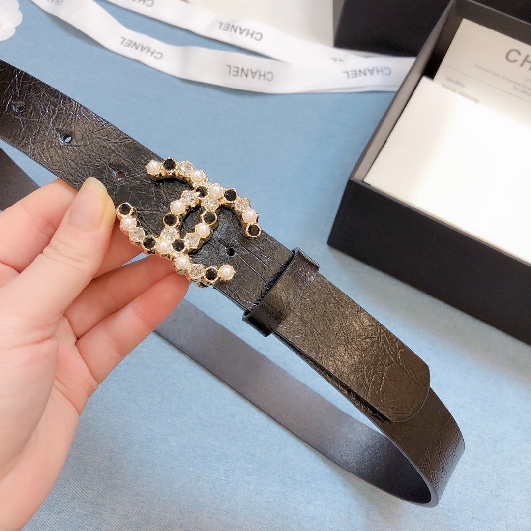 Chanel Belt With Beaded Buckle Brown Gold-Toned Metal and Strass Women Belt 30MM - KAIROO