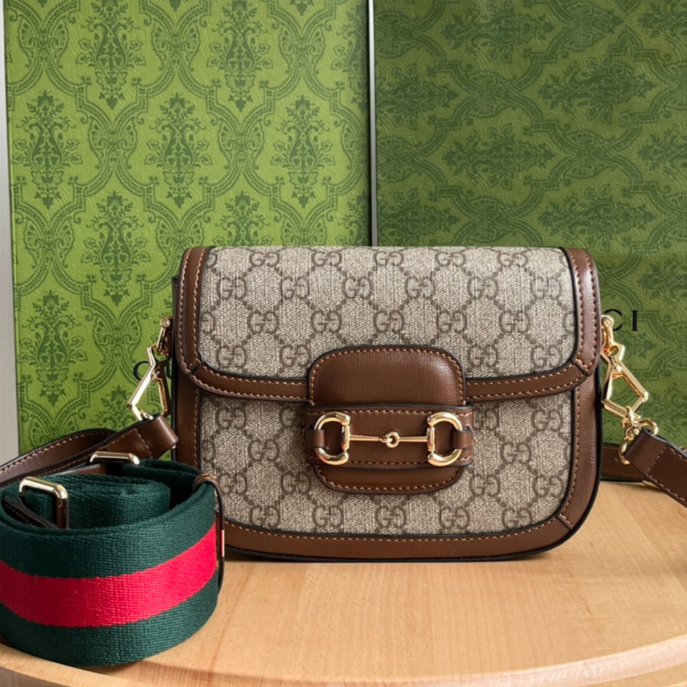 GUCCI Horsebit 1955 Mini Shoulder Bag in GG Supreme Canvas with Horsebit Detail Top Version - KAIROO
