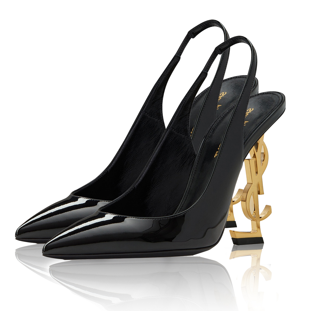 Saint Laurent YSL Logo Heel Slingbacks - KAIROO