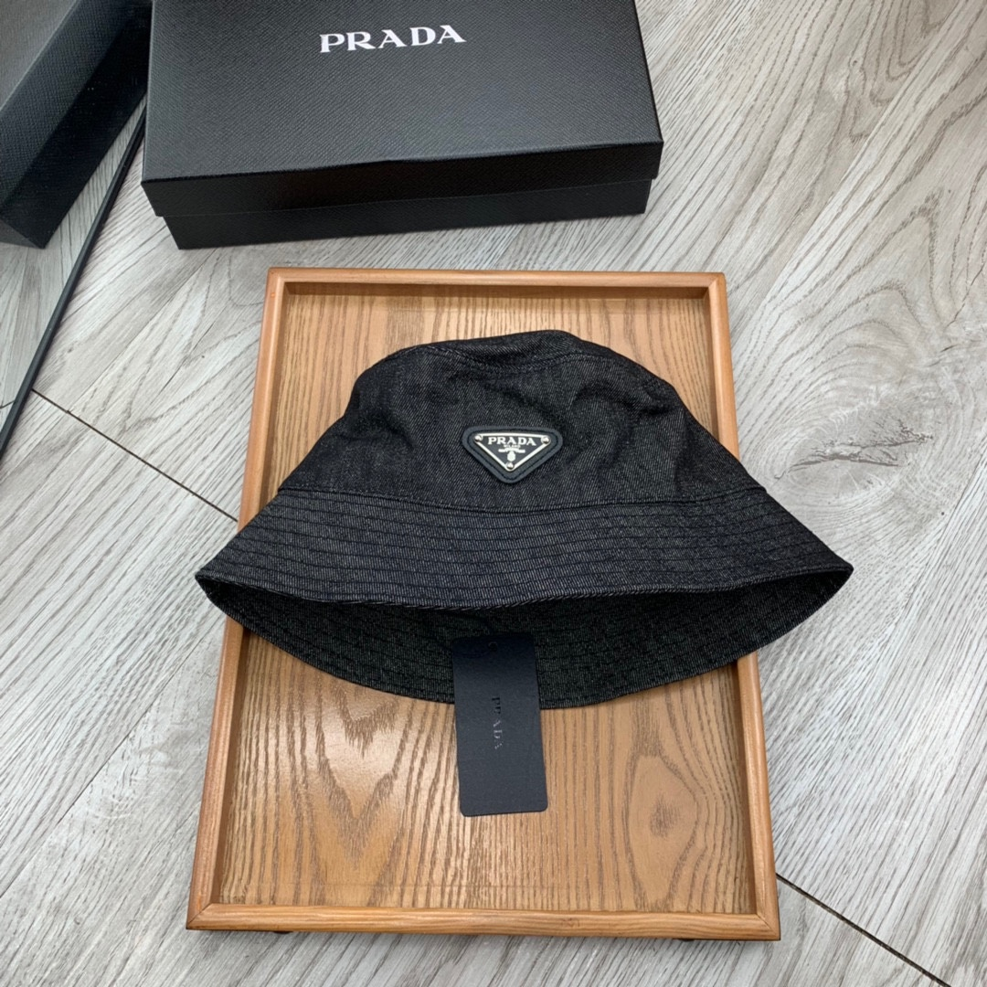 Prada Dark Blue Denim Cotton Fisherman's Sunhat - KAIROO