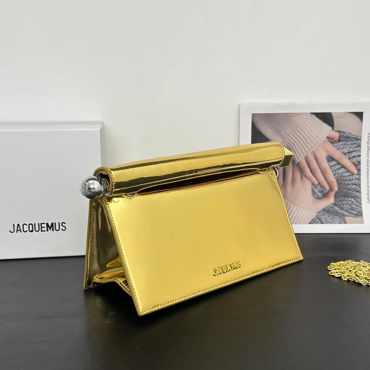 Jacquemus Le Bisou Perle Patent Metal Leather Bag - KAIROO