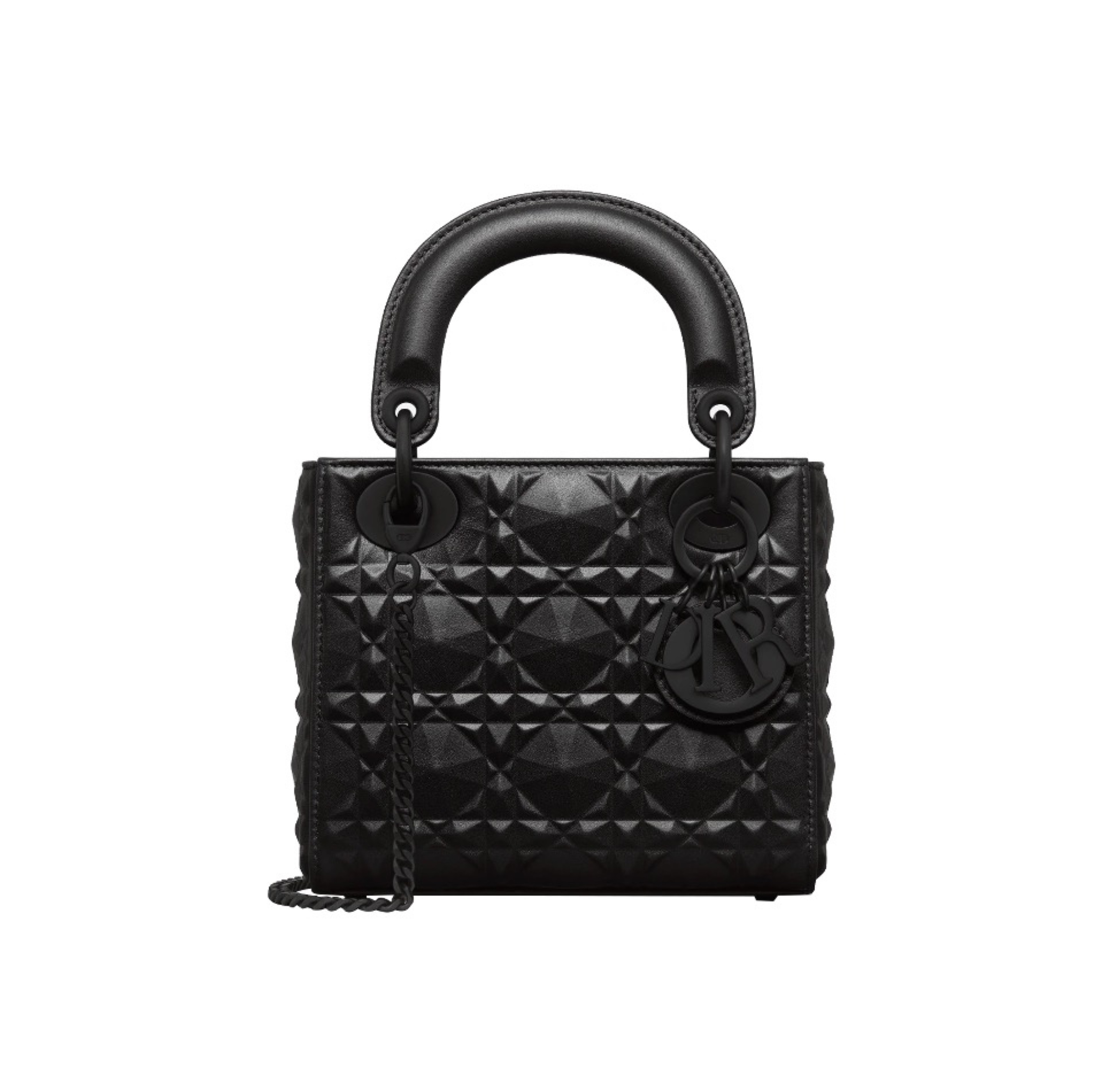 Dior Lady Dior Matte Black Diamond Pattern Bag - KAIROO