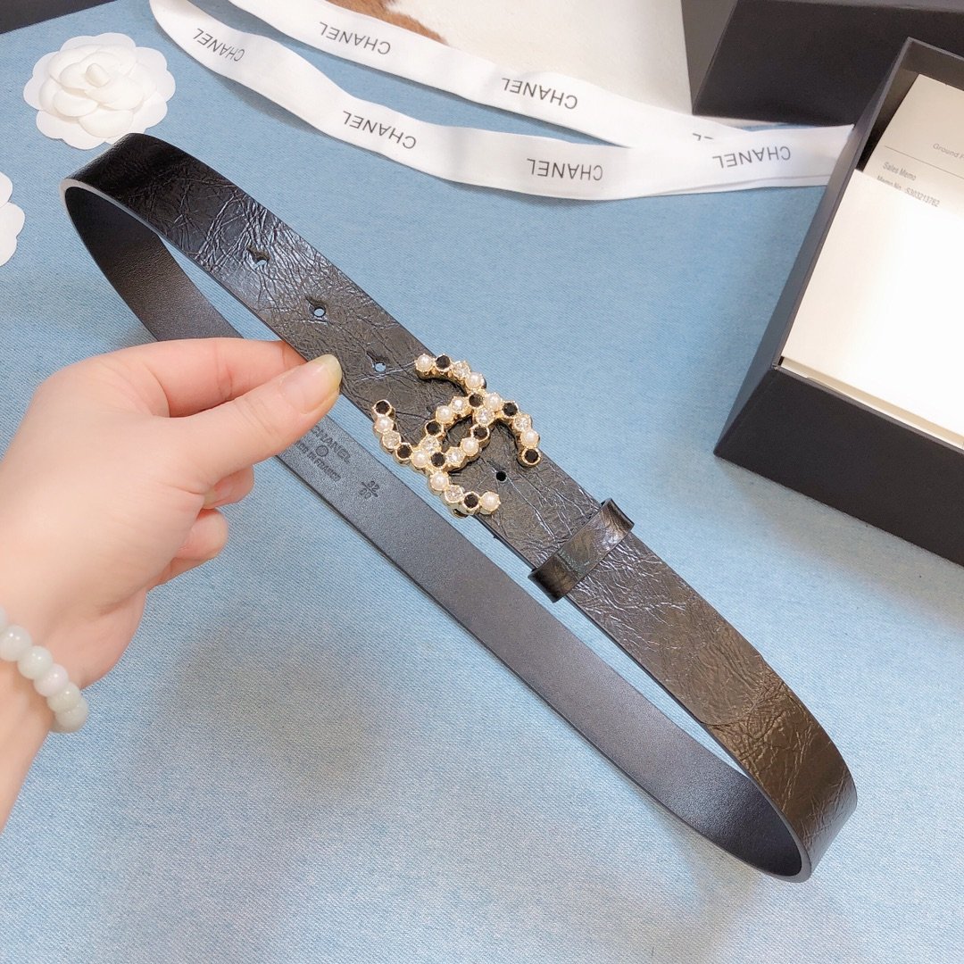 Chanel Belt With Beaded Buckle Brown Gold-Toned Metal and Strass Women Belt 30MM - KAIROO