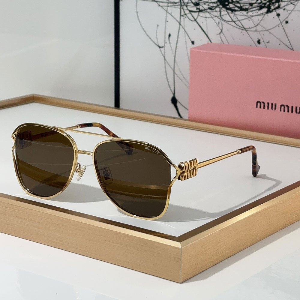 Miu Miu Slim Metal Frame Logo Temple Aviator Sunglasses Top quality - KAIROO