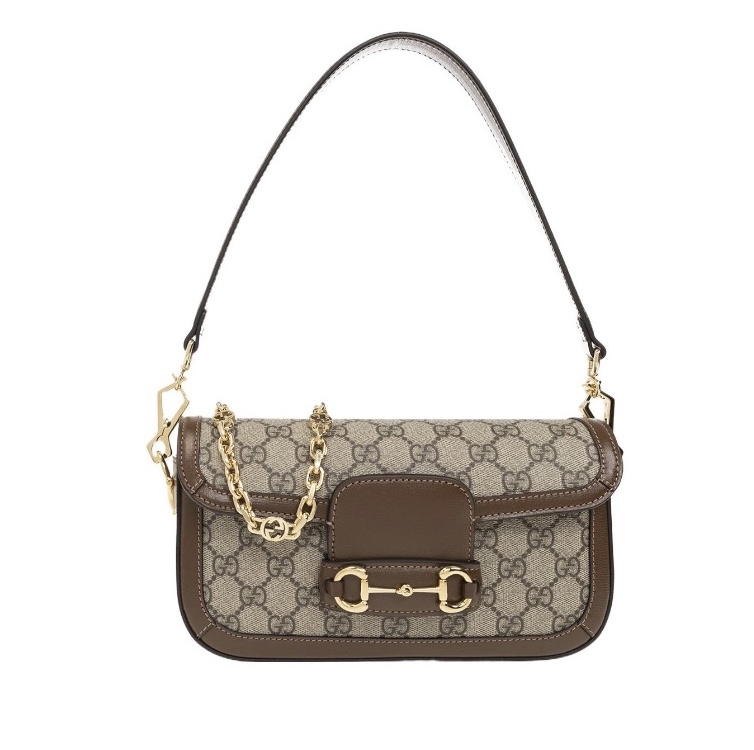 Gucci Horsebit 1955 GG Canvas Metal Chain Shoulder Bag - KAIROO