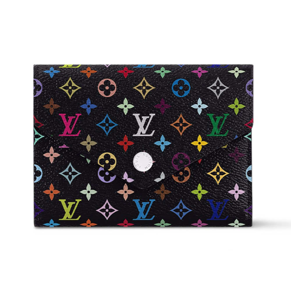 Louis Vuitton LV  Murakami Black Multicolore Compact Three-fold Wallet - KAIROO