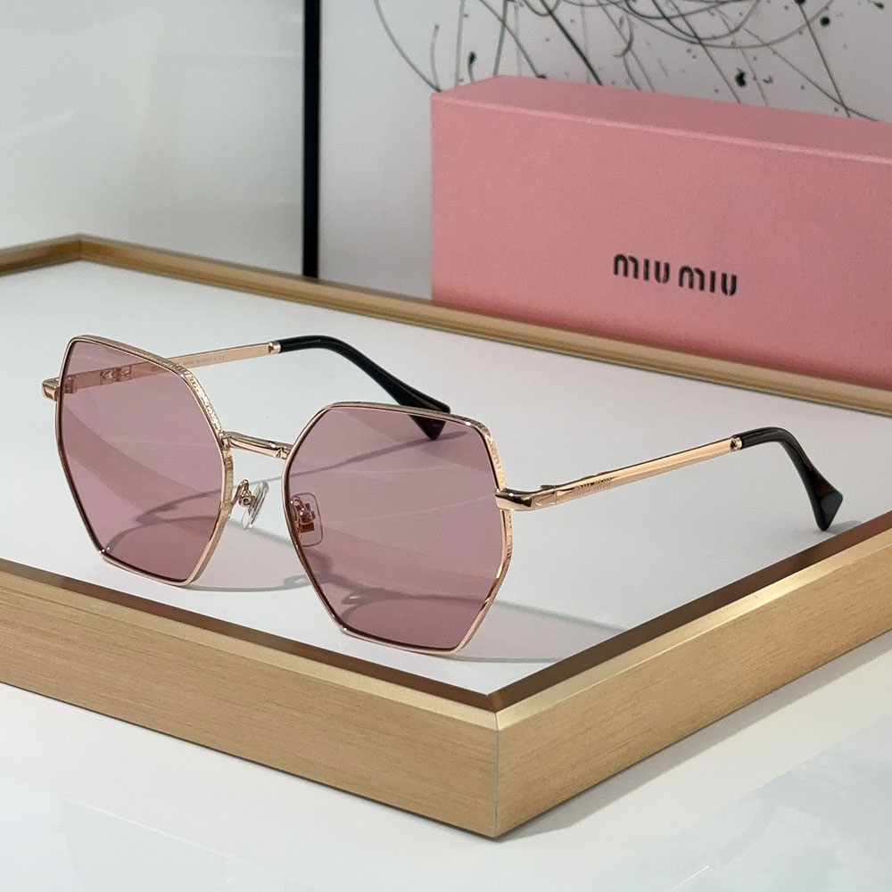 Miu Miu Slim Polygon Metal Frame UV Sunglasses Top quality - KAIROO