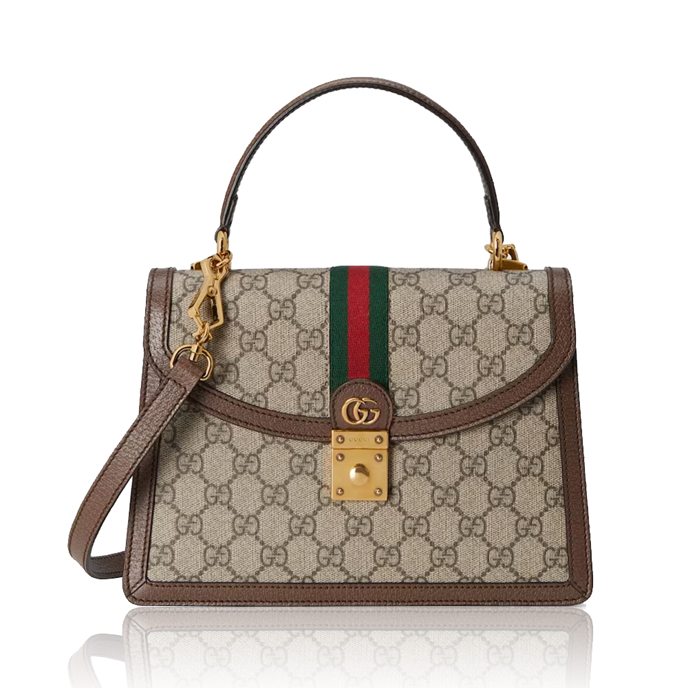 GUCCI Ophidia GG Small Tote Canvas Web Stripe Top Handle Bag - KAIROO