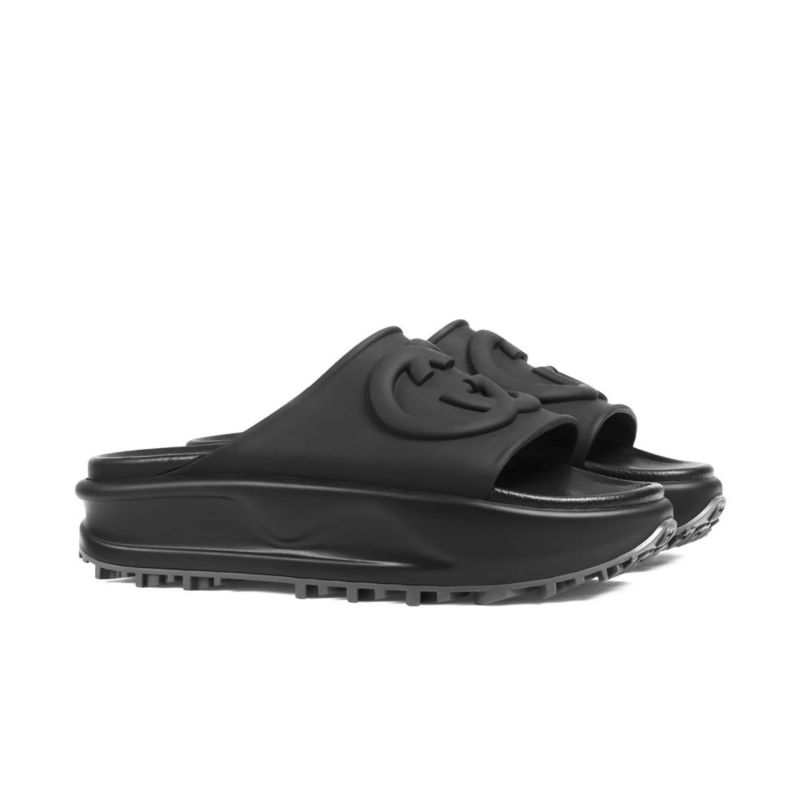 Gucci Embossed Interlocking G Rubber Platform Non-slip Sandals/Vibrant Color - KAIROO
