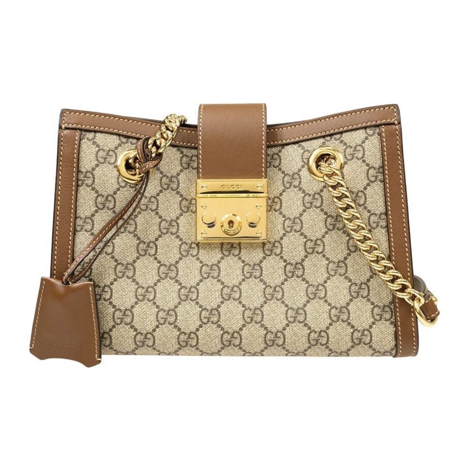 GUCCI Padlock Series GG Canvas Shoulder Bag with Key Lock Closure Tote Bag - KAIROO