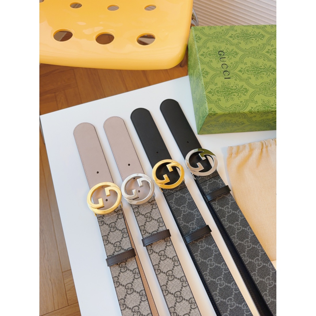 GUCCI Blondie Monogram Round Interlocking G Belt 38MM - KAIROO