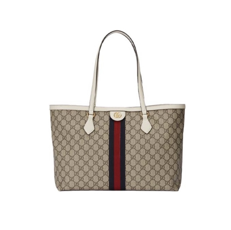 GUCCI Ophidia GG Shoulder Leather Trim Tote Bag - KAIROO