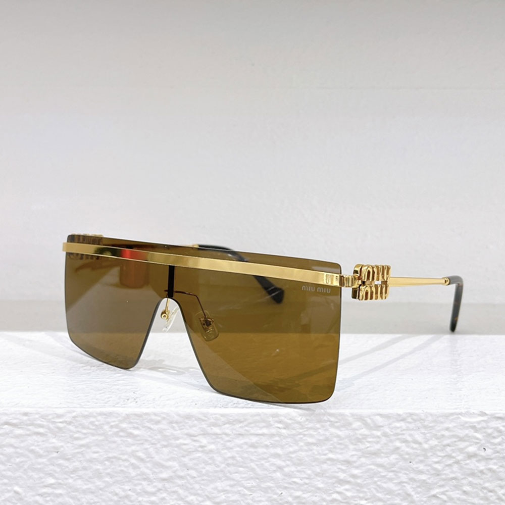 Miu Miu Thin Metal Frame Logo Temple Rimless Shield Sunglasses Top quality - KAIROO