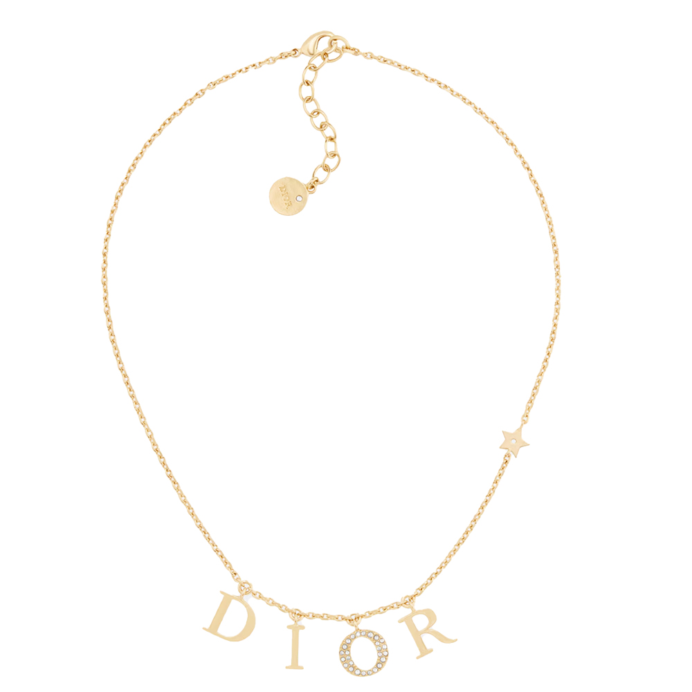 Dior Dior Crystal Letter and Star Necklace in Gold-Finish Metal - KAIROO