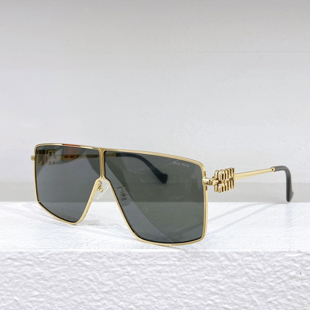 Miu Miu Large-shield Thin Metal Frame Logo Temple Shield Sunglasses Top quality - KAIROO