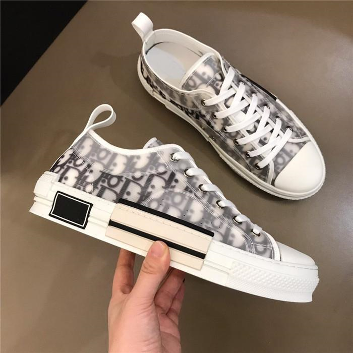 Dior B23 Low White and Black Oblique PrintCanvas Transparent Sneaker - KAIROO