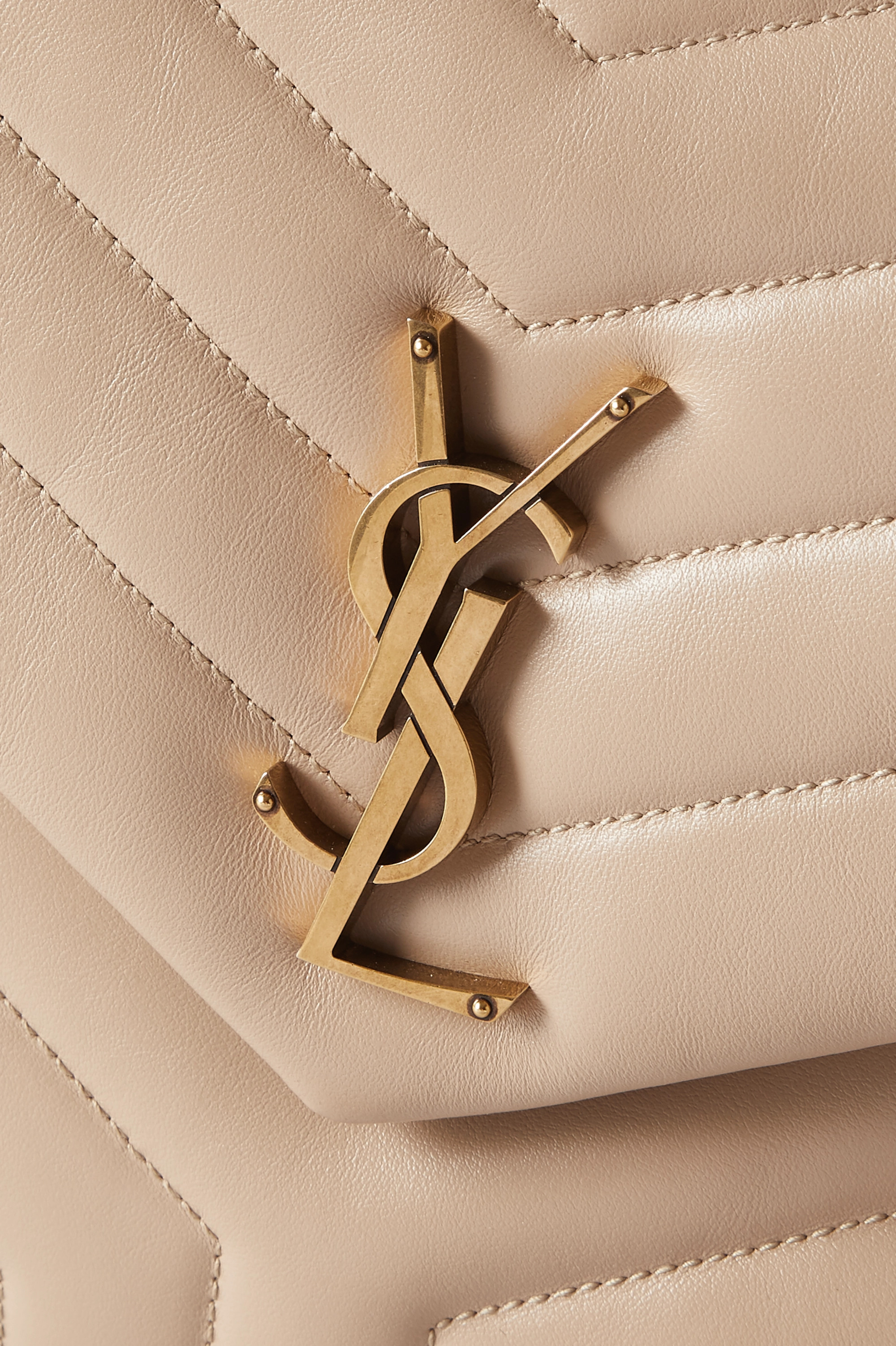 Saint Laurent YSL Loulou Medium Quilted Leather Shoulder Bag Beige - KAIROO