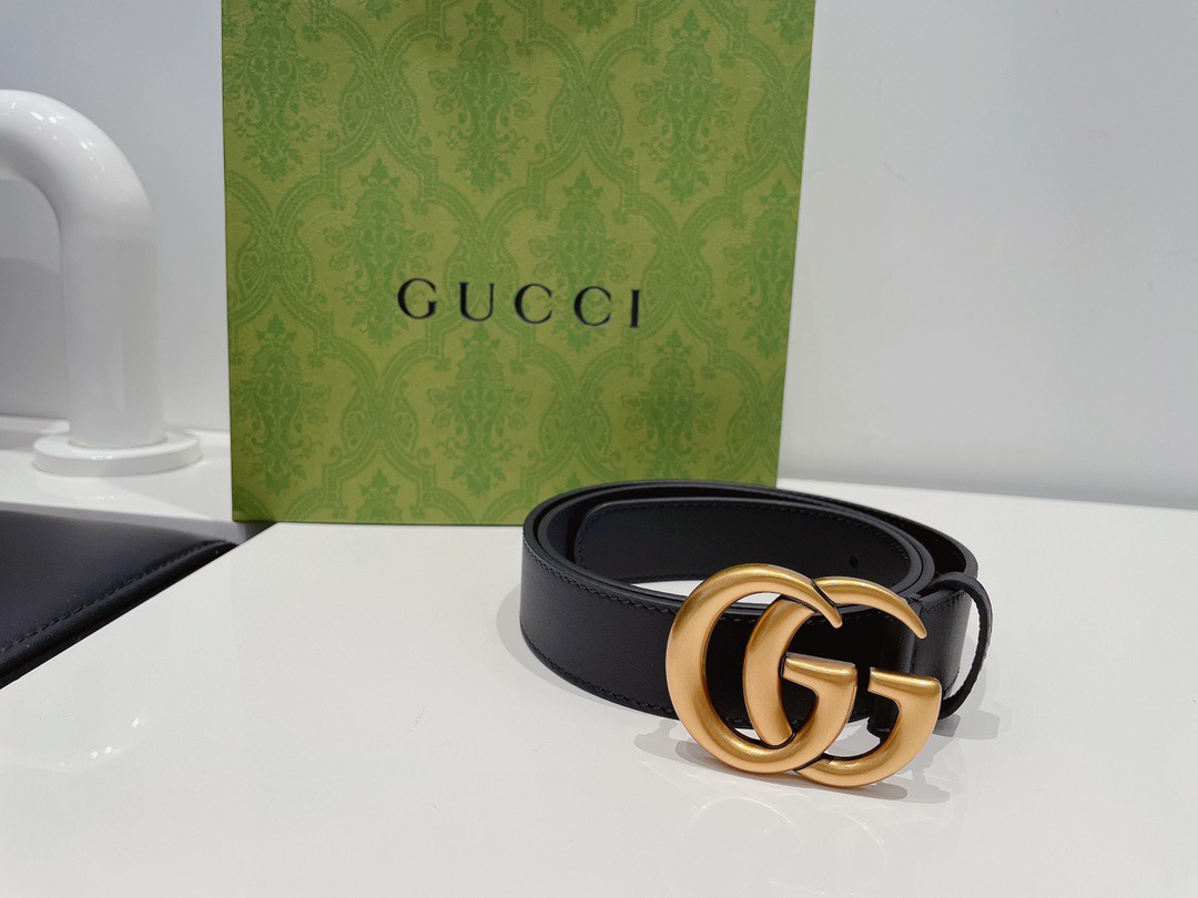 Gucci Double G Buckle Marmont Leather Belt - KAIROO