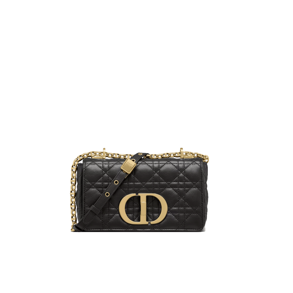 Dior Caro Gold CD Cannage Flap Quilted Rectangular Chain Bag - KAIROO