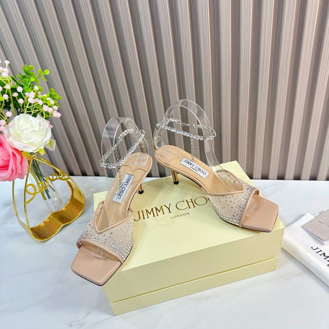 Jimmy Choo Meira Crystal Strap Sandals - KAIROO