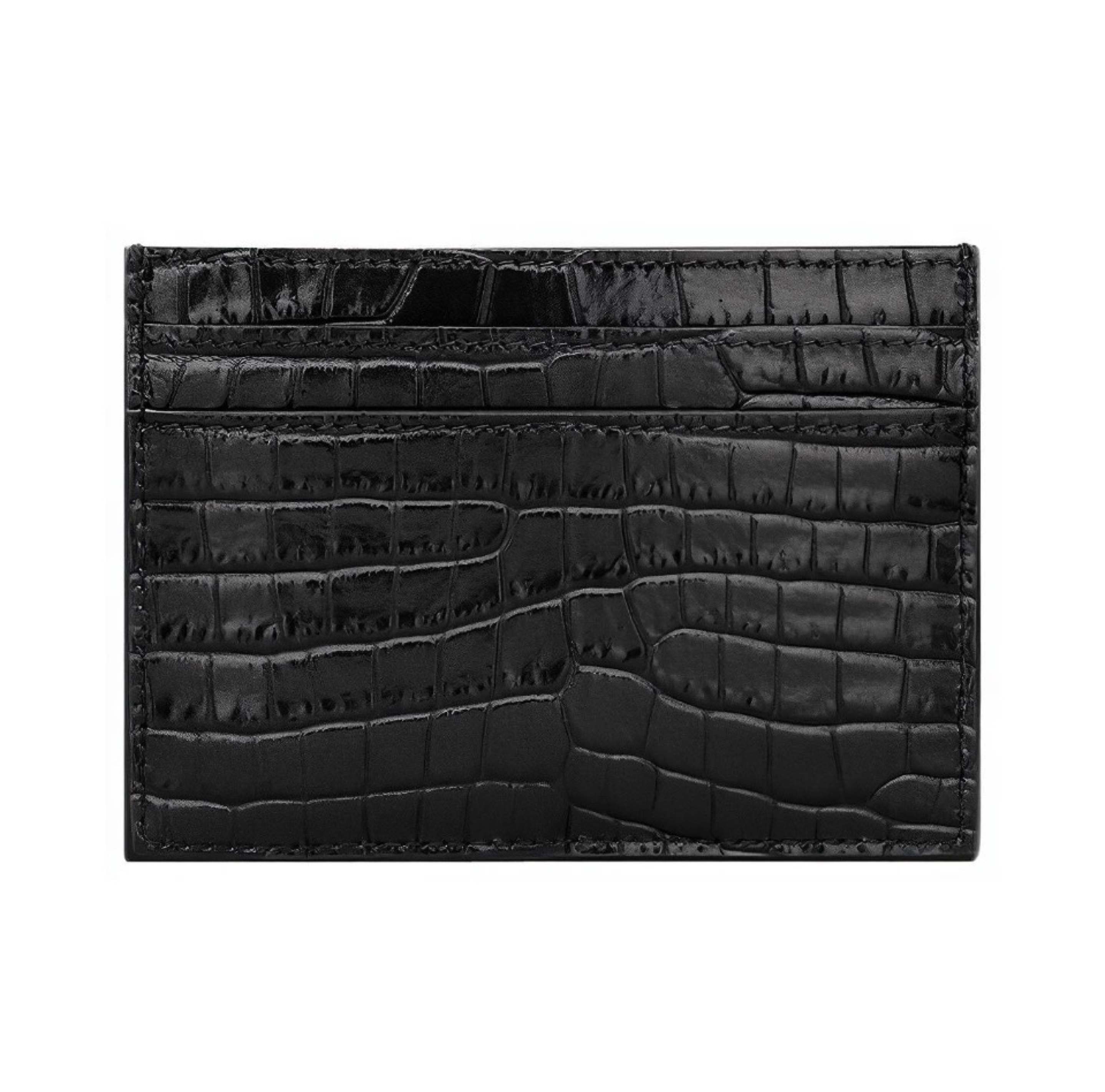 Saint Laurent YSL Crocodile Embossed Card Holder - KAIROO
