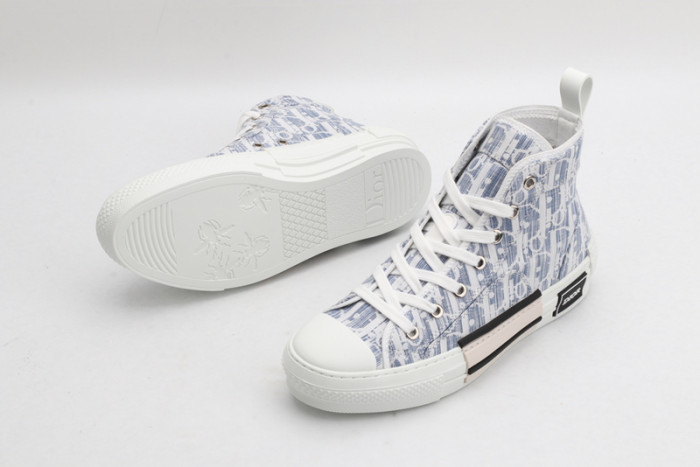 Dior B23 Light Blue Monogram Transparent Layered High-Top Sneakers - KAIROO
